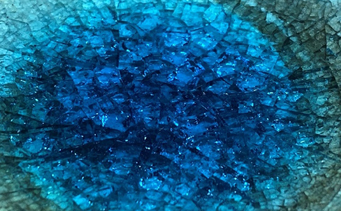 虫明焼　灰釉彩貫入練込盃（青）（黒井博史作）