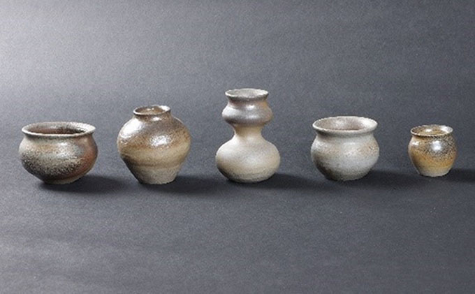 寒風須恵器 小一輪生 いろいろ5点セット（三浦裕二：作）