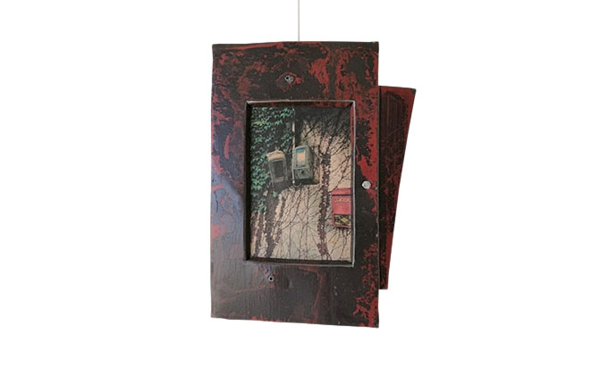 寂鉄式 ブリキ 額（変形タイプ①）牛窓アーツクラフツ 寂鉄blue