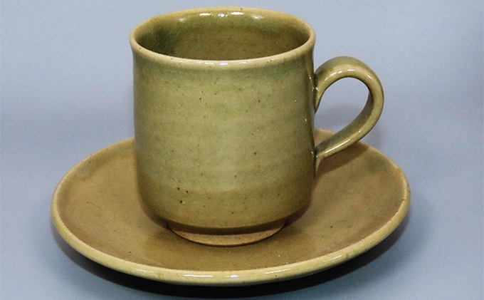 虫明焼 コーヒーカップ＆ソーサー 2個組（曙窯 作）
