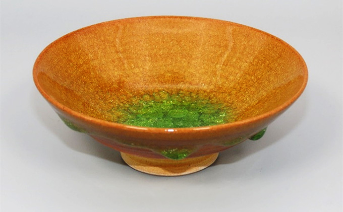 虫明焼 灰釉彩貫入盃 黄緑（黒井博史 作）