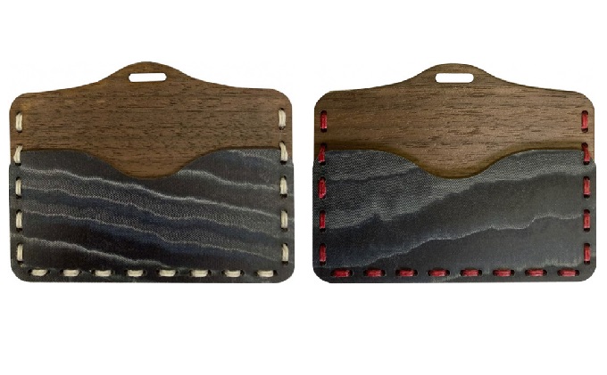 HAMON-WOOCA- IDケース＆真田紐ストラップ（麻糸カラー：白／赤）赤