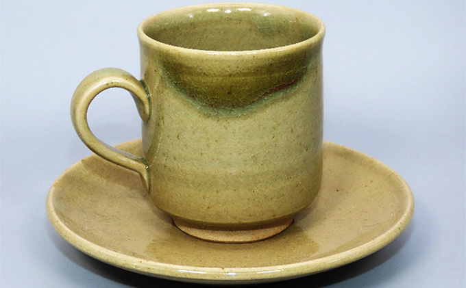 虫明焼 コーヒーカップ＆ソーサー 2個組（曙窯 作）