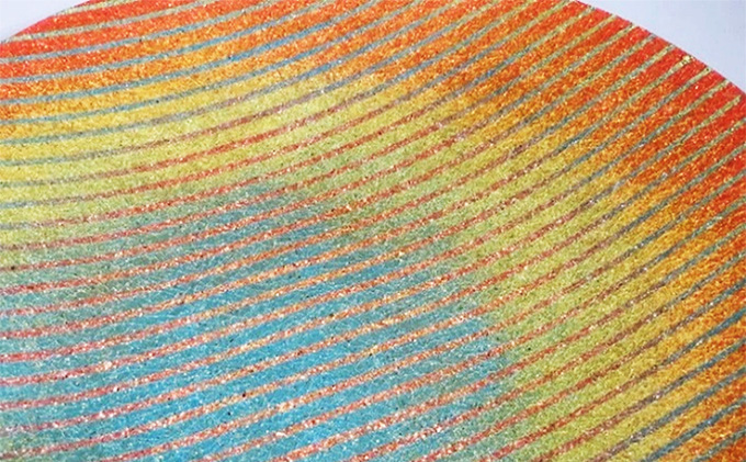 虫明焼 灰釉荒土彩色象嵌大皿（黒井千左 作）