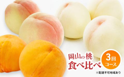 桃 定期便 2026年 先行予約 岡山 の 桃 食べ比べ 3回コース もも モモ 岡山県産 国産 フルーツ 果物 ギフト