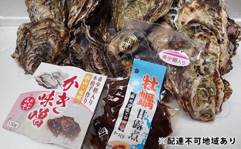 牡蠣 2026年 先行予約 牡蠣づくし セット （ 殻付牡蠣 15個・ 甘露煮 ・ かき味噌 ） 山銀商店 瀬戸内海虫明湾産 魚介類 カキ シーフード