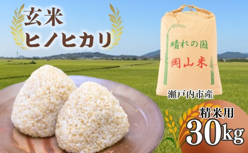 米 令和7年産 「 ヒノヒカリ 」 玄米 30kg（精米用） 岡山県瀬戸内市産 お米