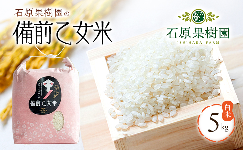 米 令和7年産 石原果樹園の備前乙女米 白米 5kg×1袋 ※11月上旬～順次発送予定 お米 精米 白米 ライス 乳酸菌栽培 岡山県 おにぎり お弁当