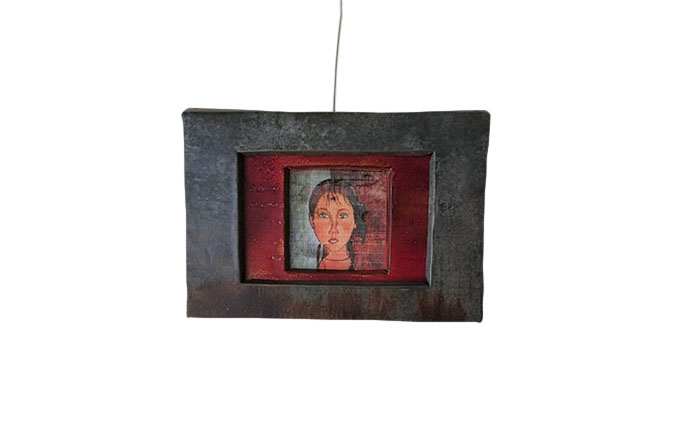 寂鉄式 ブリキ 額（変形タイプ②）牛窓アーツクラフツ 寂鉄blue