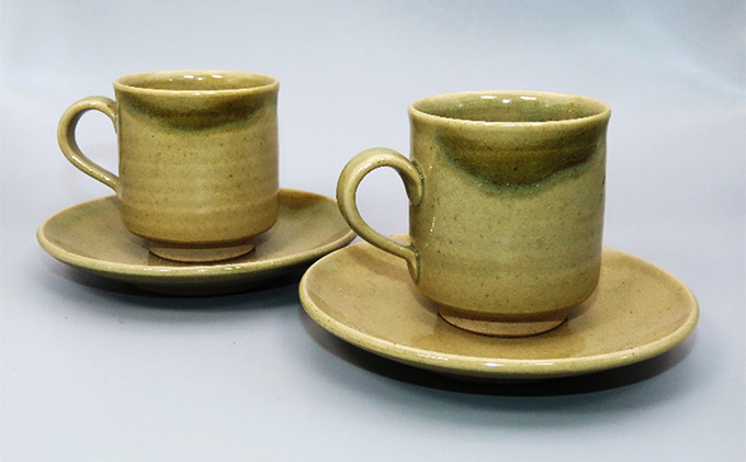 虫明焼 コーヒーカップ＆ソーサー 2個組（曙窯 作）