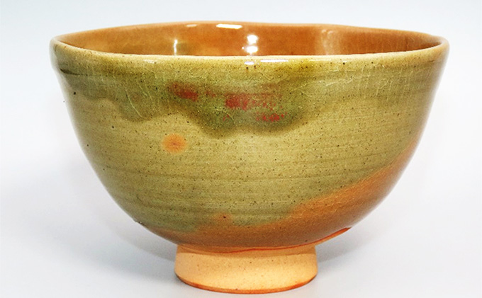 虫明焼 窯変流し釉茶碗（曙窯 作）