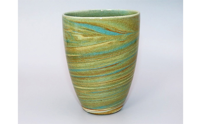 虫明焼 灰釉練込フリーカップ（黒井博史 作）