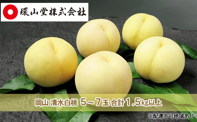 桃 2026年 先行予約 岡山 清水 白桃 5～7玉 合計1.5kg以上  もも モモ 岡山県産 国産 フルーツ 果物 ギフト 環山堂 直射日光 有袋栽培 皮が薄い 上品 甘み 香り 希少 クリーミー 果汁 贈り物