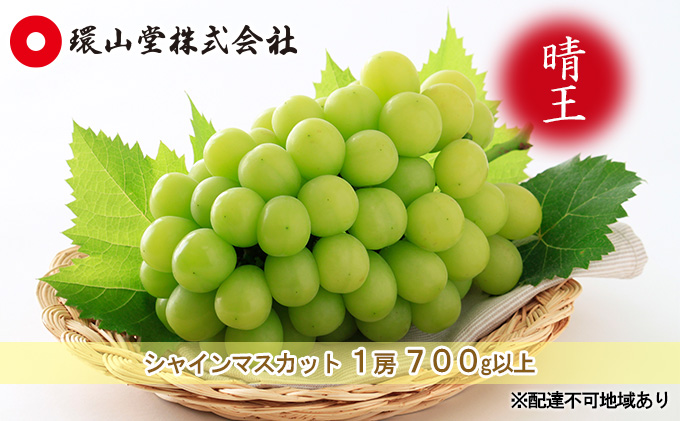 ぶどう 2026年 先行予約 シャイン マスカット 晴王 1房 700g以上 マスカット ブドウ 葡萄 岡山県産 国産 フルーツ 果物 ギフト 環山堂 大粒 種無し 甘い 豊潤 香り 皮ごと 高糖度 贈り物