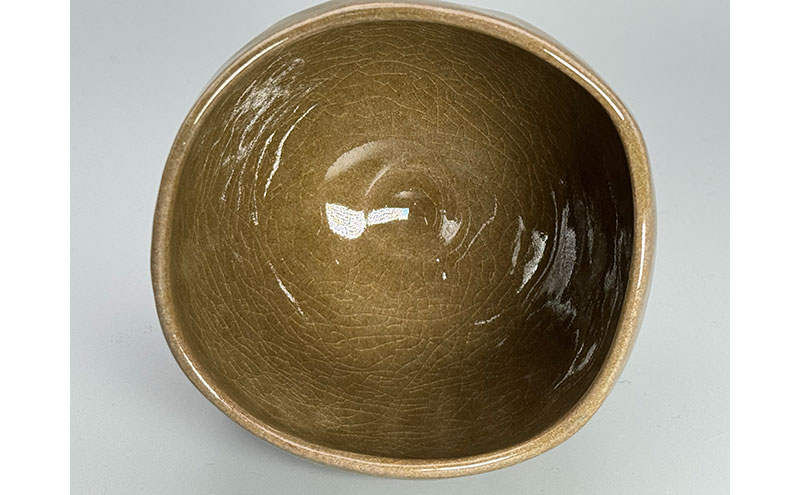 虫明焼 灰釉ヘラ目茶碗(黒井千左 作) 工芸品 食器 茶碗 お茶碗