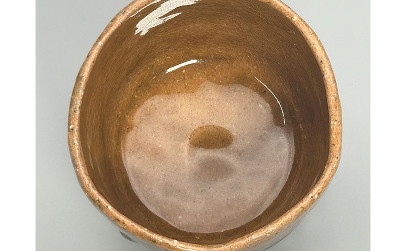 虫明焼 灰釉荒土ヘラ目茶碗(黒井千左 作) 工芸品 食器 茶碗 お茶碗