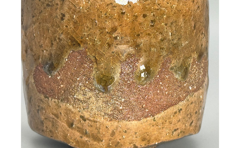 虫明焼 灰釉荒土ヘラ目茶碗(黒井千左 作) 工芸品 食器 茶碗 お茶碗