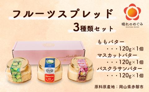 フルーツ バター スプレッド 3種類 セット （ もも ・ マスカット ・ パスクラサン 各1個） 桃 ぶどう 梨 果物 フルーツ