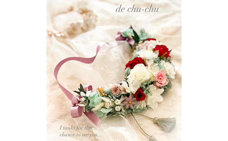 様々なバラを使った フラワーガーランド 1個(プリザーブドフラワー 、アーティフィシャルフラワー 使用) 花 フラワー バラ 薔薇 花飾り ガーランド