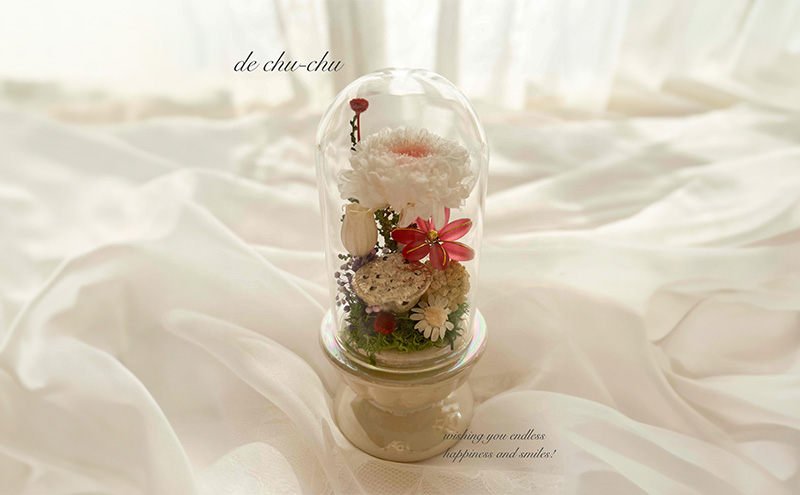 小さな ガラスドーム の 仏花 (2個セット) 花 フラワー 贈り物 ギフト