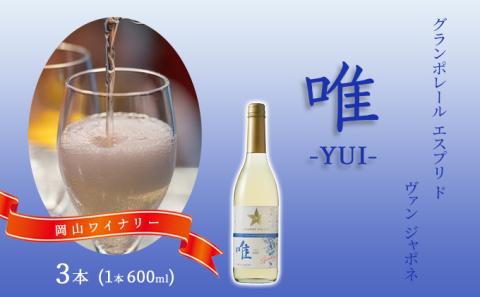 ワイン グランポレール エスプリ ド ヴァン ジャポネ 唯-YUI- 3本（1本 600ml）スパークリングワイン 中辛口 サッポロビール 岡山ワイナリー