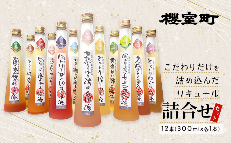 櫻室町 こだわりだけを詰め込んだリキュール 詰合せ セット 計12本（12種類300mlx各1本） お酒 アルコール 酒