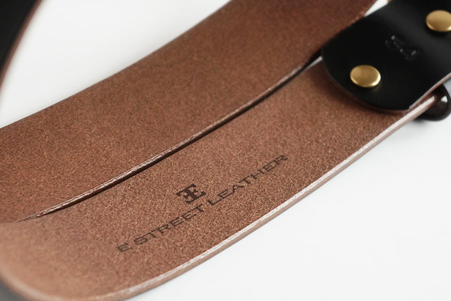E STREET LEATHER ホーウィン・クロムエクセル 茶芯革 レザーベルト ブラック（36インチ 91.5cm）【star006-4-01】 36インチ 91.5cm