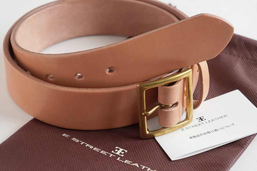 E STREET LEATHER グレージングベンズ 4cm幅 極厚レザーベルト ナチュラル（38インチ 96.5cm)【star008-5-01】 38インチ 96.5cm