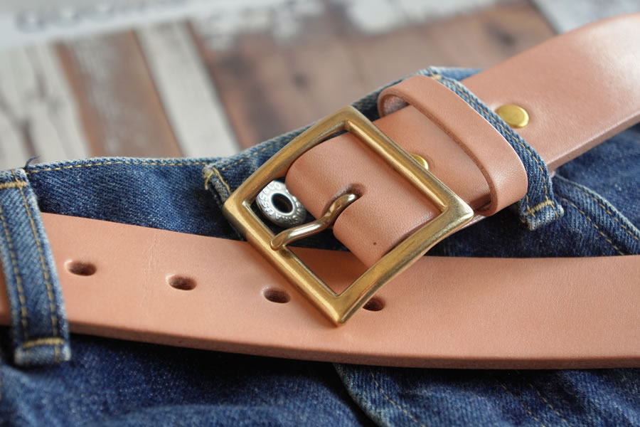 E STREET LEATHER グレージングベンズ 4cm幅 極厚レザーベルト ナチュラル（32インチ 81.5cm)【star008-2-01】 32インチ 81.5cm