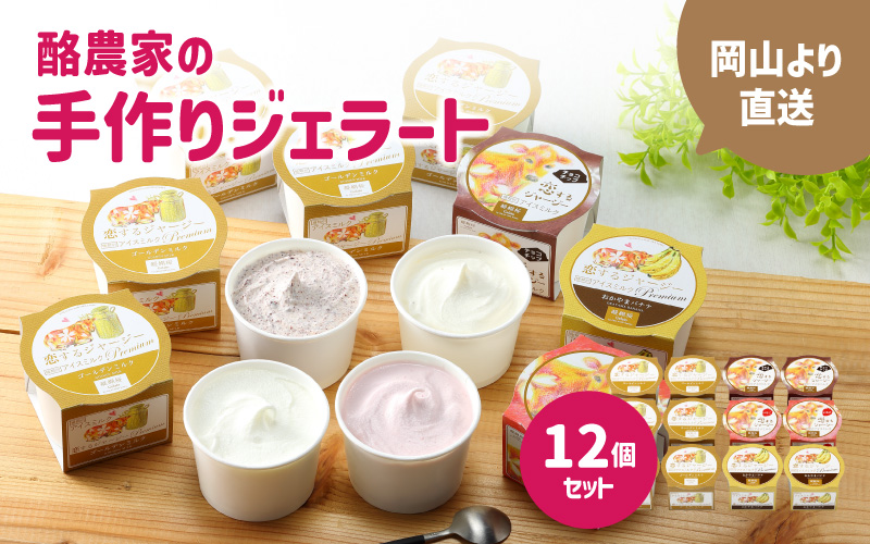 醍醐桜 恋するジャージージェラート 12個入 F / ジャージー牛100％使用 酪農家のジェラート 贈り物 プレゼント ジャージー ギフト スイーツセット 贈答 冷凍 子供から大人まで 人気 贅沢 ミルク バナナ いちご チョコチップ 【配送不可地域：北海道／沖縄県／離島】【daigozakura20】【jujiya043】