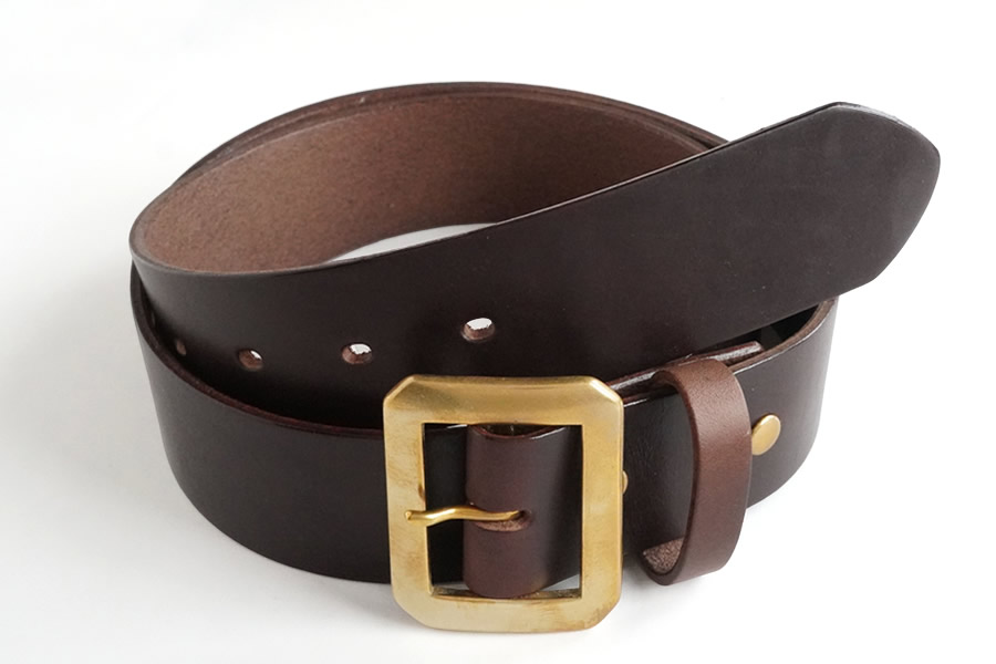 E STREET LEATHER ホーウィン・クロムエクセル 4cm幅 レザーベルト ブラウン（36インチ 91.5cm）【star007-4-01】 36インチ 91.5cm