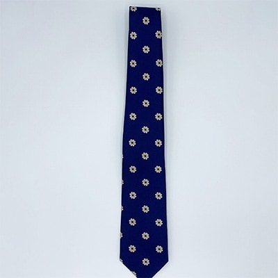 クラバットユキジ製ネクタイ(ネイビー・花柄)