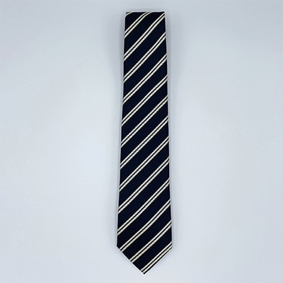 クラバットユキジ製ネクタイ(ネイビー・ストライプ)