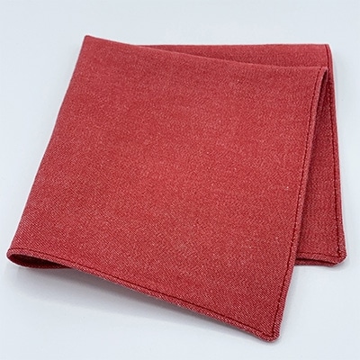 クラバットユキジ製　デニムポケットチーフ(ローズレッド)