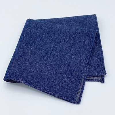 クラバットユキジ製　デニムポケットチーフ(インクブルー)