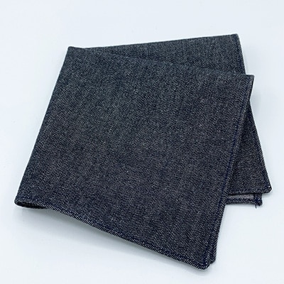 クラバットユキジ製　デニムポケットチーフ(ブラックマット)