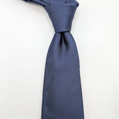 クラバットユキジ製　シルクネクタイ＆ビームスジャパン監修ヘアタイセット　無地ネイビー