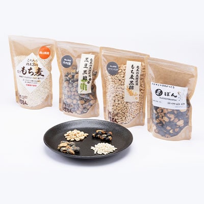 バラエティーセット(もち麦、もち麦黒糖、黒豆黒糖、黒豆ポン)