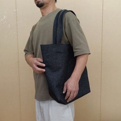11オンス岡山デニムのトートバッグ/ブラック