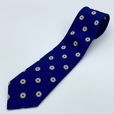 クラバットユキジ製ネクタイ(ネイビー・花柄)