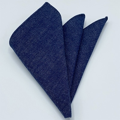 クラバットユキジ製　デニムポケットチーフ(インクブルー)