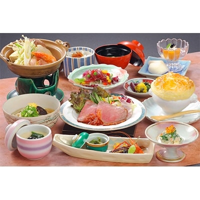 湯郷グランドホテル ペア昼食券(特選ランチ会席+デザートプレート) 温泉ご入浴・フェイスタオル付　