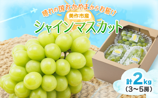 岡山県美作市産　シャインマスカット　2kg(3～5房)【配送不可地域：離島】