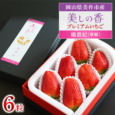 岡山県美作市産　プレミアムいちご【美しの香/楊貴妃(章姫)】6粒入【配送不可地域：離島・北海道・沖縄県】