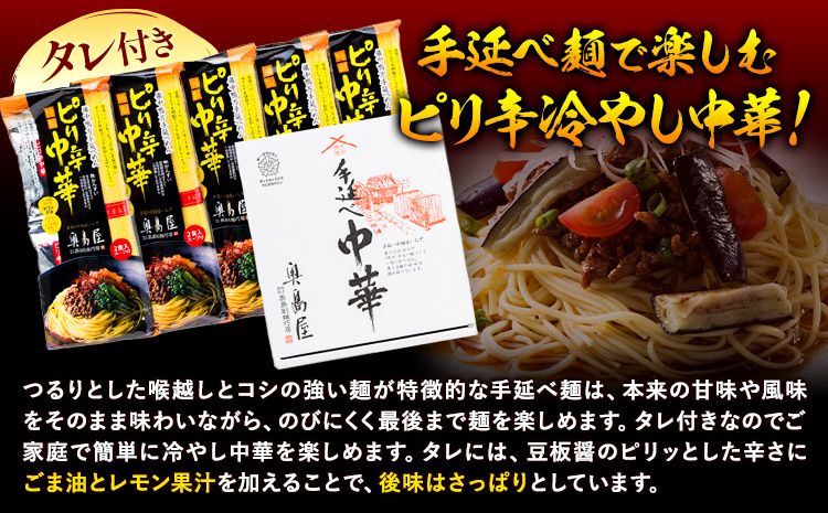 手延べピリ辛中華 タレ付き 1袋300g ( 麺 180g スープ 60g×2 ) 2食入 × 5袋 計10食 奥島屋 株式会社奥島創麺巧房《30日以内に出荷予定(土日祝除く)》岡山県 浅口市 送料無料 中華麺 冷やし中華 冷麺 細麺 豆板醤 ゴマ油---124_153_30d_23_13000_s---