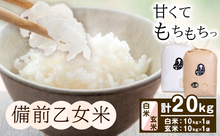 米 こめ コメ 備前乙女米 白米 玄米 計20kg 石原果樹園《30日以内に出荷予定（土日祝除く）》岡山県 浅口市 ご飯 お米 国産 岡山県産 送料無料---124_3722_30d_25_46000_10hg---