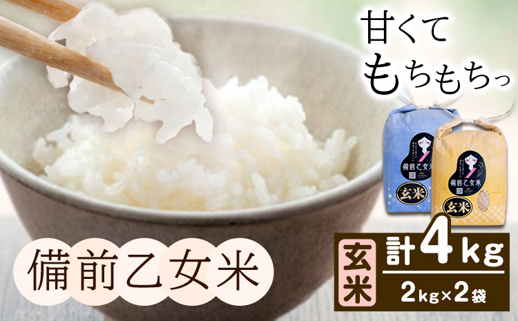 米 こめ コメ 備前乙女米 玄米 4kg 石原果樹園《30日以内に出荷予定（土日祝除く）》岡山県 浅口市 ご飯 お米 国産 岡山県産 送料無料---124_3211_30d_25_15500_2g---