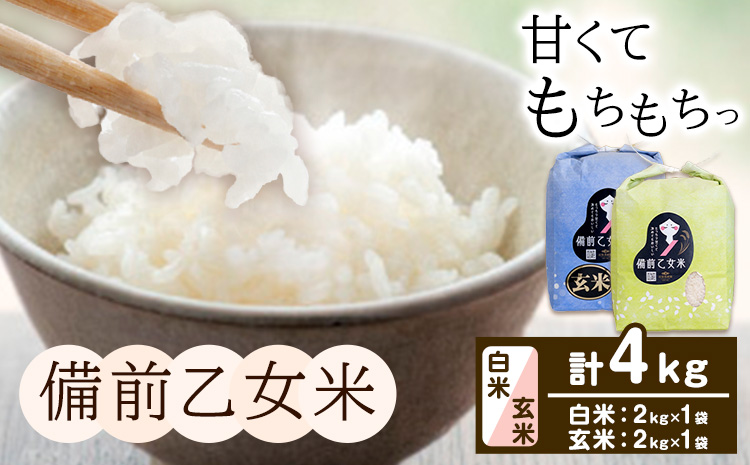 米 こめ コメ 備前乙女米 白米 玄米 計4kg 石原果樹園《30日以内に出荷予定（土日祝除く）》岡山県 浅口市 ご飯 お米 国産 岡山県産 送料無料---124_3732_30d_25_13500_2hg---