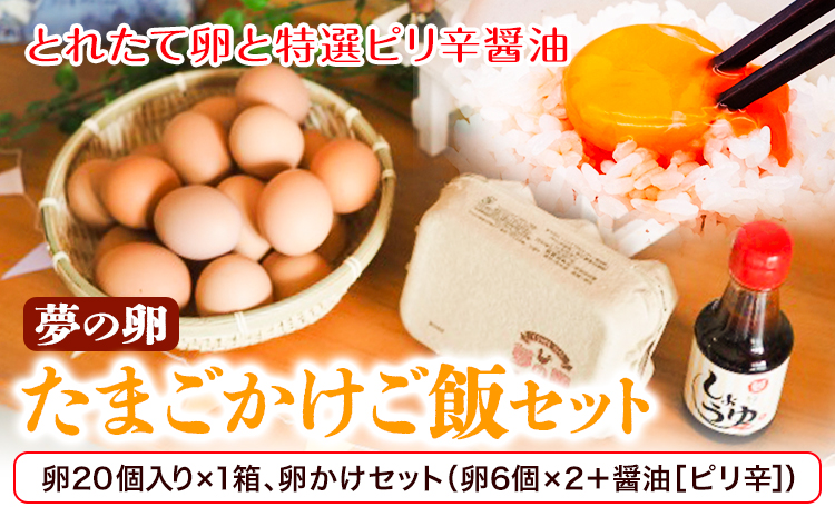 卵 夢の卵 赤玉 卵かけご飯セット 20個 + 12個 ピリ辛 醤油 1本《90日以内に出荷予定(土日祝除く)》株式会社めぐみ 卵かけごはん---124_88_90d_23_14500_s---