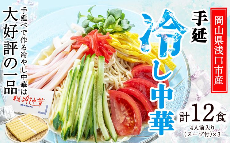 手延べ冷し中華 12食入り（スープ付）株式会社 吉田手延製麺《30日以内に出荷予定(土日祝除く)》岡山県 浅口市 冷やし中華 麺 送料無料---124_689_30d_24_12500_12---